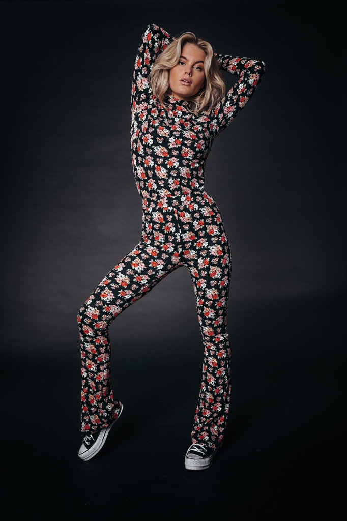 Colourful Rebel Flower Peached Flared Pants