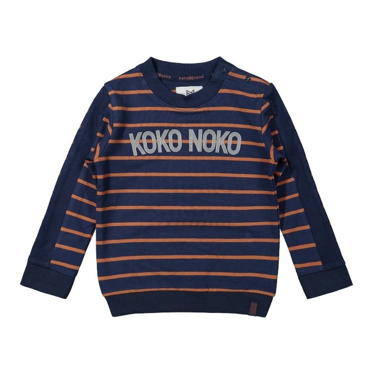 Koko Noko Sweater Navy/ Camel gestreept
